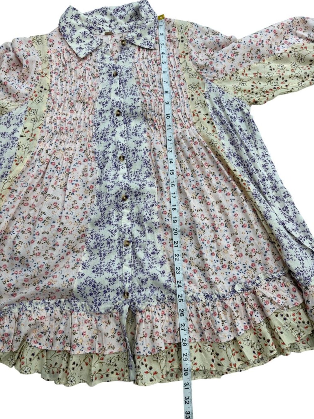 Free People Womens Size S Tunic Mini Dress Lost in You Floral Babydoll Cottage - Picture 7 of 9